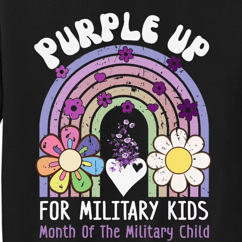 Purple Up For Military Rainbow Military Child Month Tall Sweatshirt