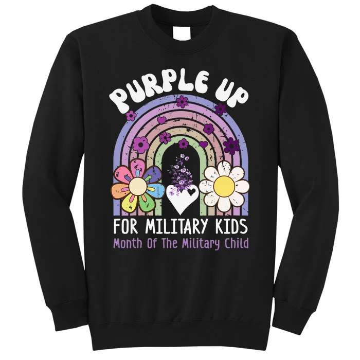 Purple Up For Military Rainbow Military Child Month Tall Sweatshirt