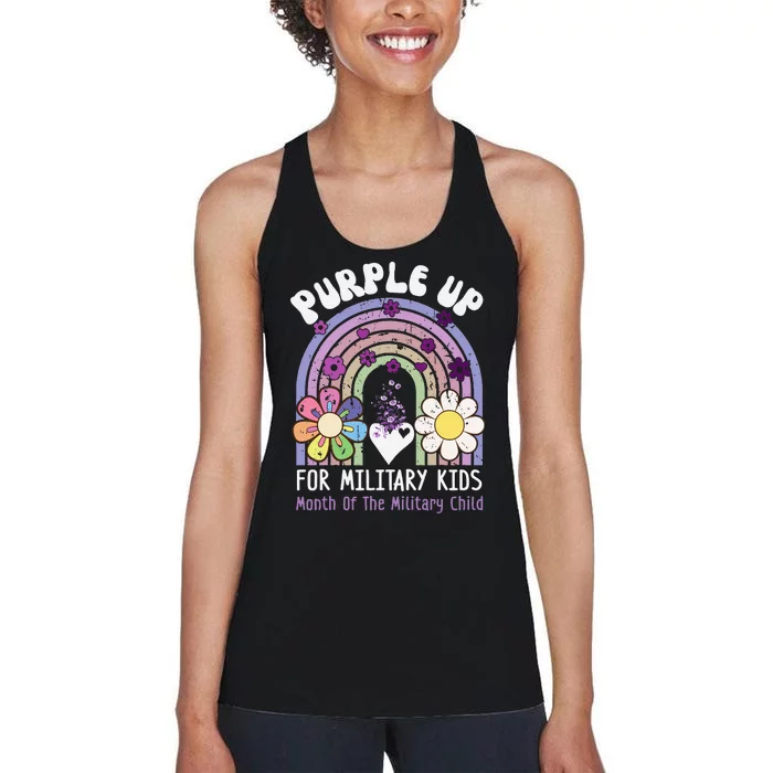 Purple Up For Military Rainbow Military Child Month Women's Racerback Tank