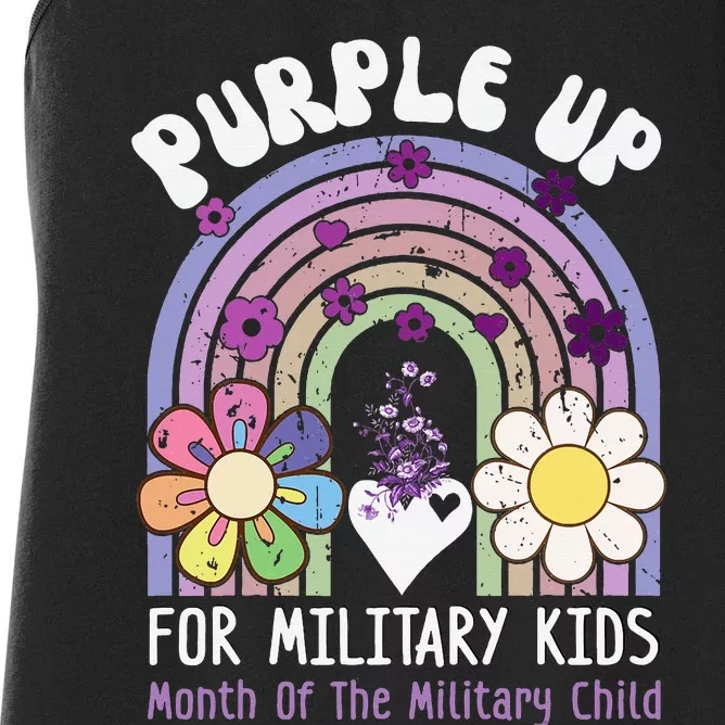 Purple Up For Military Rainbow Military Child Month Women's Racerback Tank