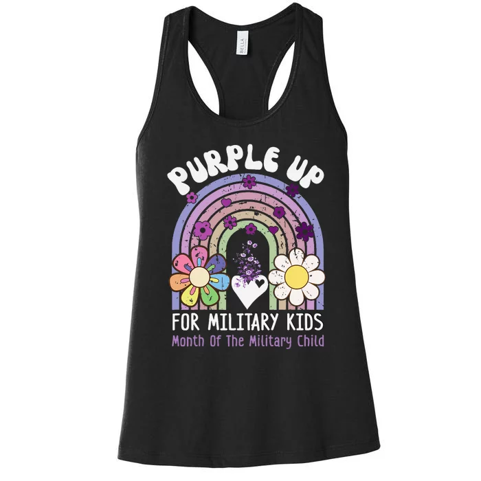 Purple Up For Military Rainbow Military Child Month Women's Racerback Tank