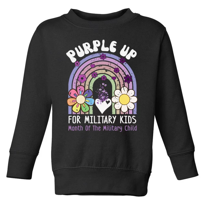 Purple Up For Military Rainbow Military Child Month Toddler Sweatshirt