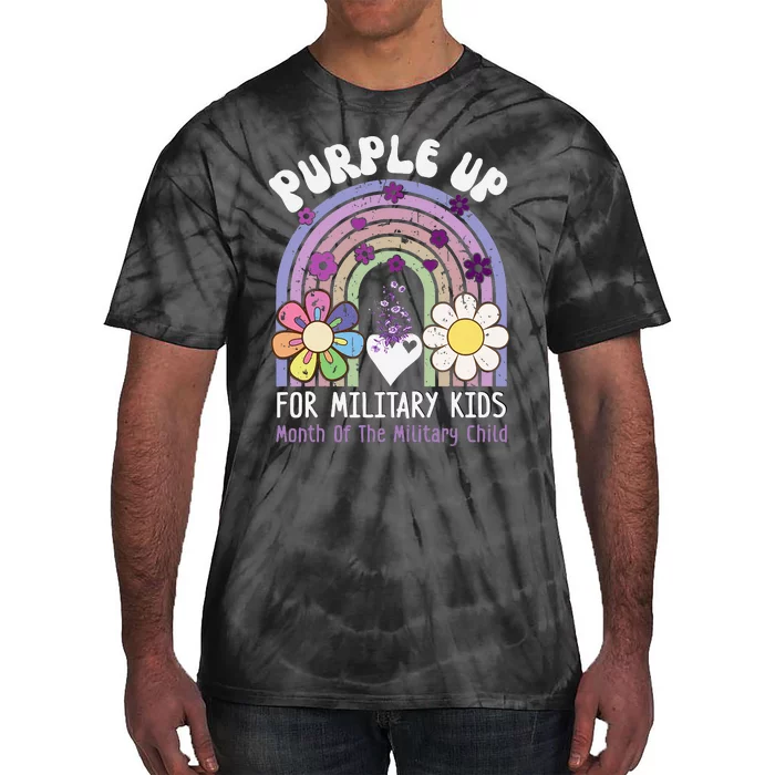 Purple Up For Military Rainbow Military Child Month Tie-Dye T-Shirt