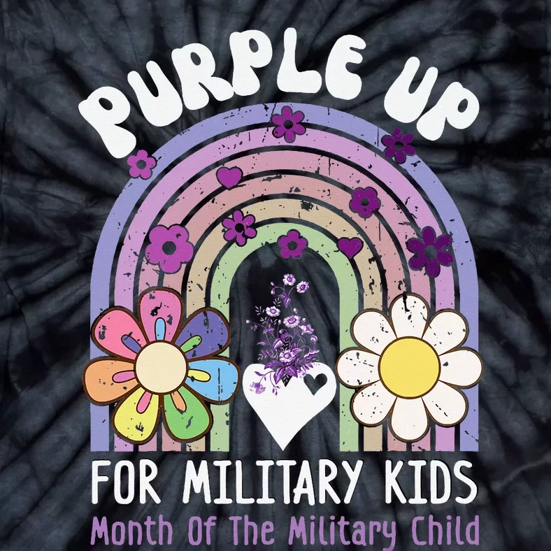 Purple Up For Military Rainbow Military Child Month Tie-Dye T-Shirt