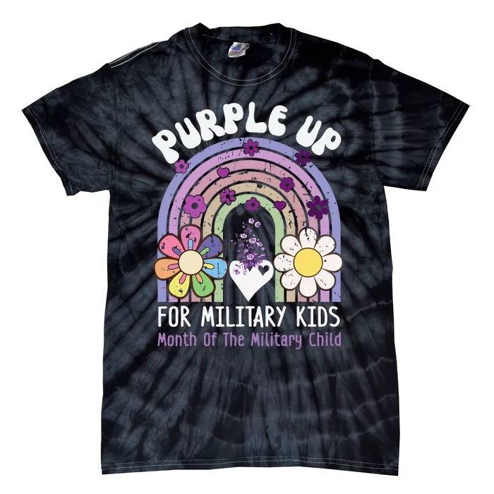 Purple Up For Military Rainbow Military Child Month Tie-Dye T-Shirt