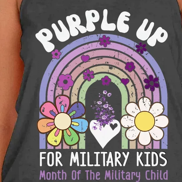 Purple Up For Military Rainbow Military Child Month Women's Knotted Racerback Tank