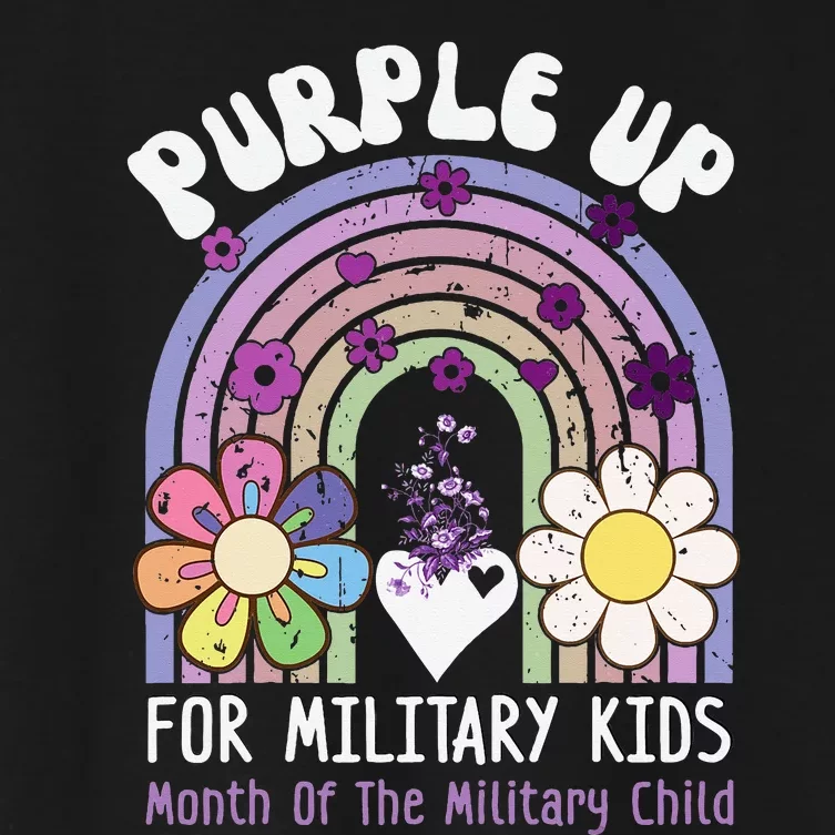 Purple Up For Military Rainbow Military Child Month Women's Crop Top Tee