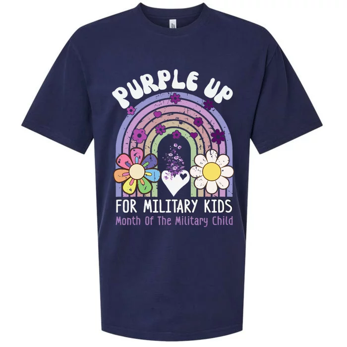 Purple Up For Military Rainbow Military Child Month Sueded Cloud Jersey T-Shirt