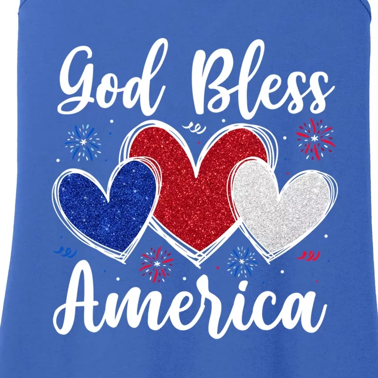 Patriotic Usa Flag Hearts For Christians God Bless America Gift Ladies Essential Tank