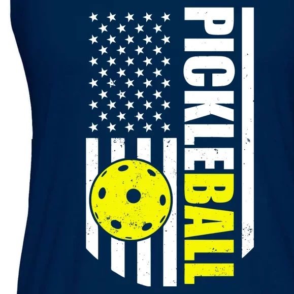 Pickleball USA Flag Love Playing Pickle Ball Ladies Essential Flowy Tank