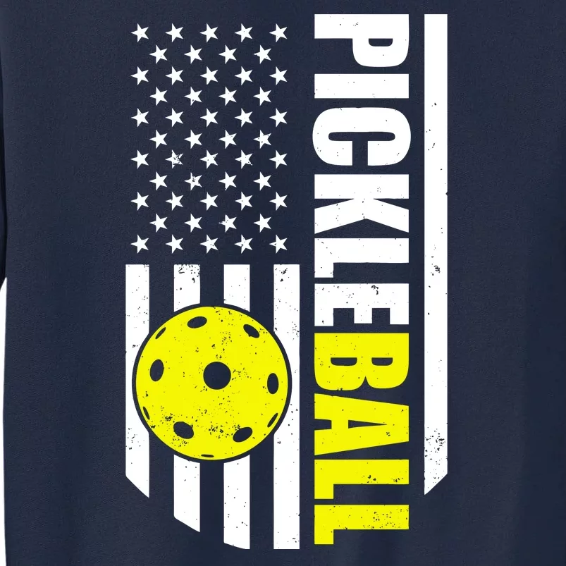 Pickleball USA Flag Love Playing Pickle Ball Tall Sweatshirt