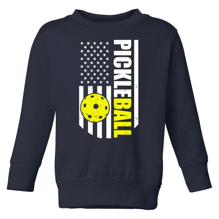 Pickleball USA Flag Love Playing Pickle Ball Toddler Sweatshirt