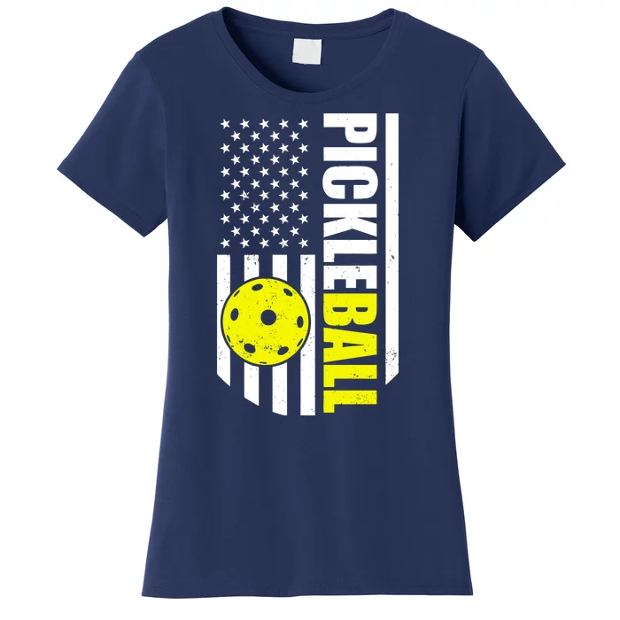 Pickleball USA Flag Love Playing Pickle Ball Women's T-Shirt