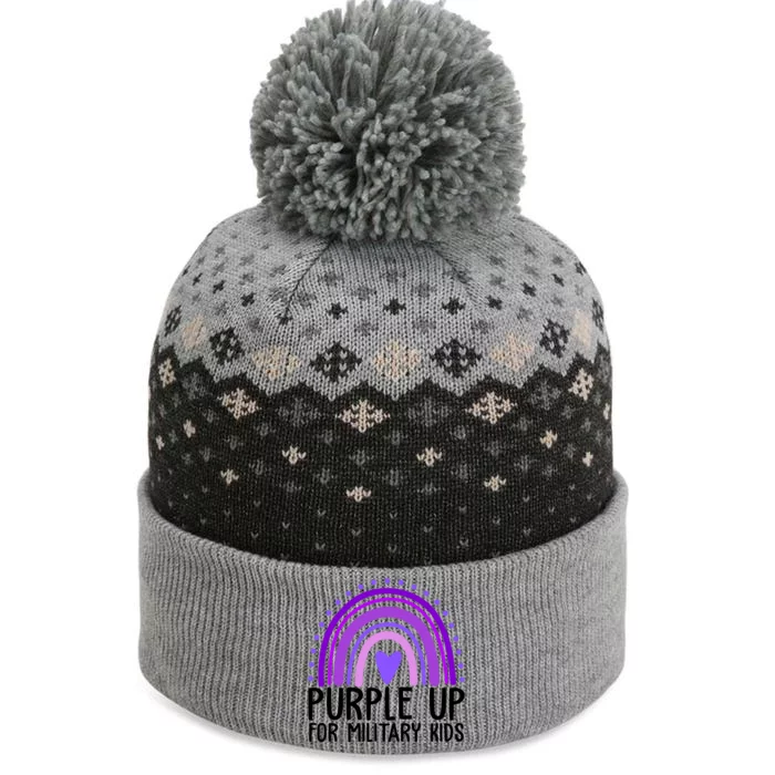 Purple Up For Miliartykids Rainbow Heart The Baniff Cuffed Pom Beanie