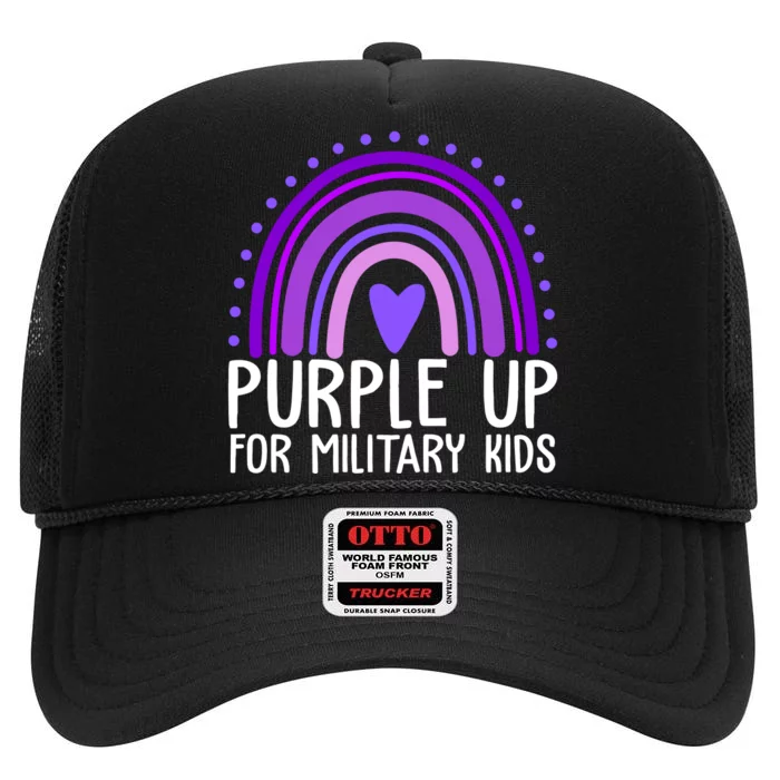 Purple Up For Miliartykids Rainbow Heart High Crown Mesh Trucker Hat