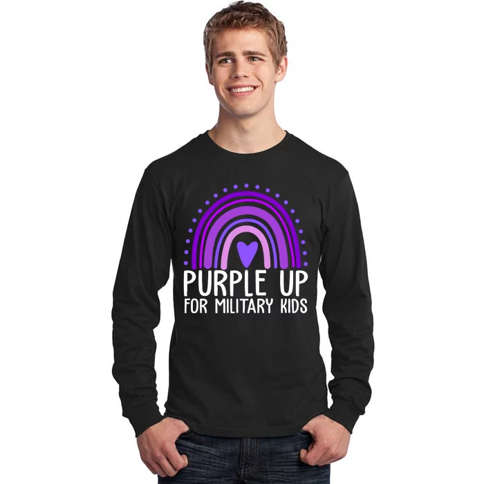 Purple Up For Miliartykids Rainbow Heart Tall Long Sleeve T-Shirt