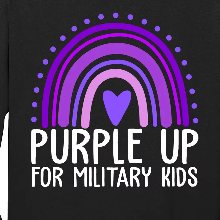 Purple Up For Miliartykids Rainbow Heart Tall Long Sleeve T-Shirt