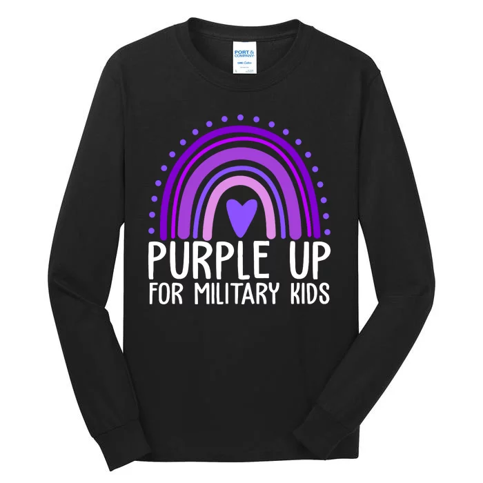 Purple Up For Miliartykids Rainbow Heart Tall Long Sleeve T-Shirt