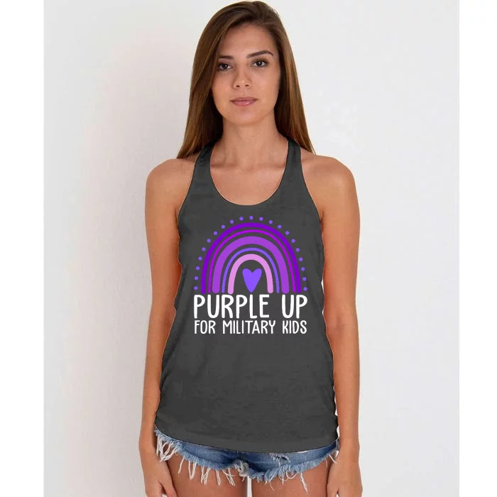 Purple Up For Miliartykids Rainbow Heart Women's Knotted Racerback Tank