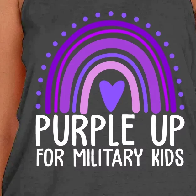 Purple Up For Miliartykids Rainbow Heart Women's Knotted Racerback Tank