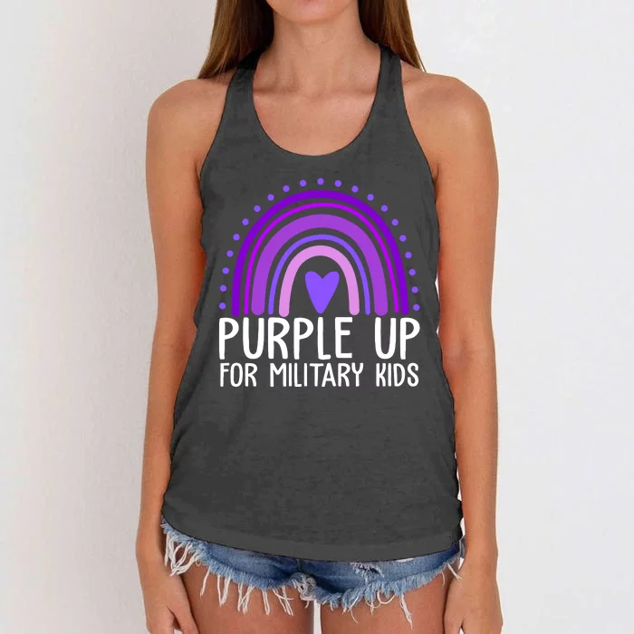 Purple Up For Miliartykids Rainbow Heart Women's Knotted Racerback Tank