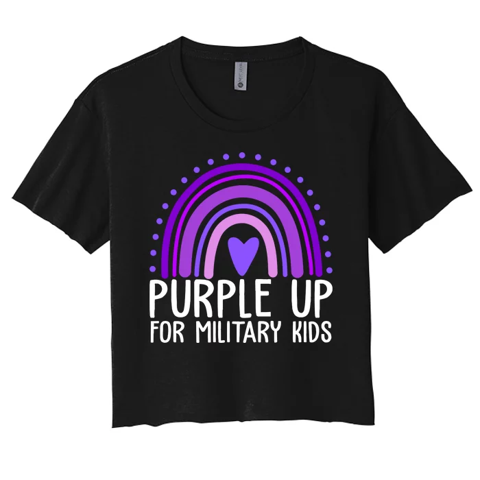 Purple Up For Miliartykids Rainbow Heart Women's Crop Top Tee