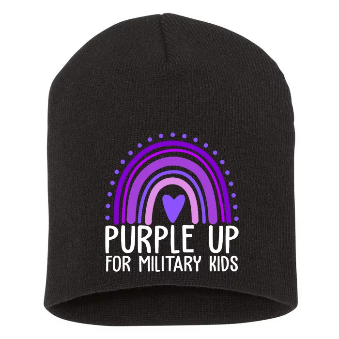 Purple Up For Miliartykids Rainbow Heart Short Acrylic Beanie