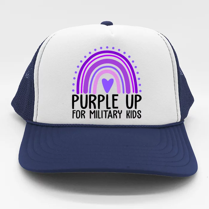 Purple Up For Miliartykids Rainbow Heart Trucker Hat