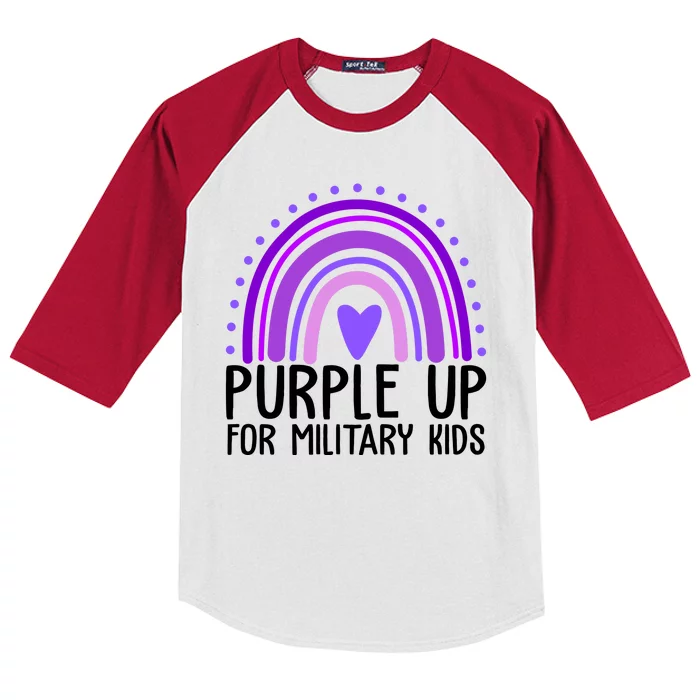 Purple Up For Miliartykids Rainbow Heart Kids Colorblock Raglan Jersey