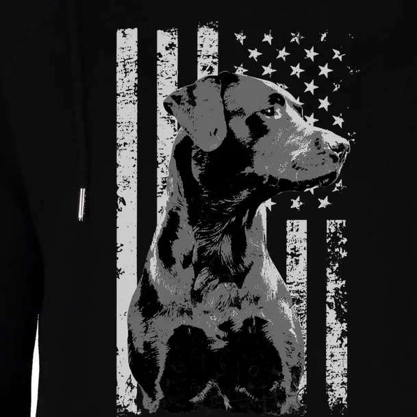 Patriotic USA Flag Black Labrador gift for Lab Owners Womens Funnel Neck Pullover Hood