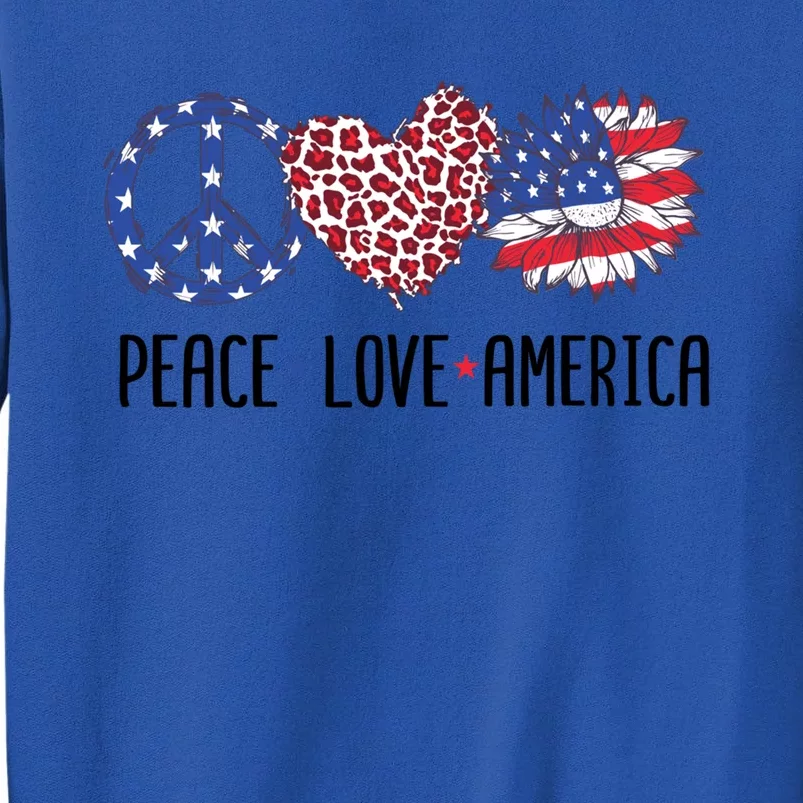 Patriotic Usa Flag Sunflower 4th July Peace Love America Cute Gift Sweatshirt