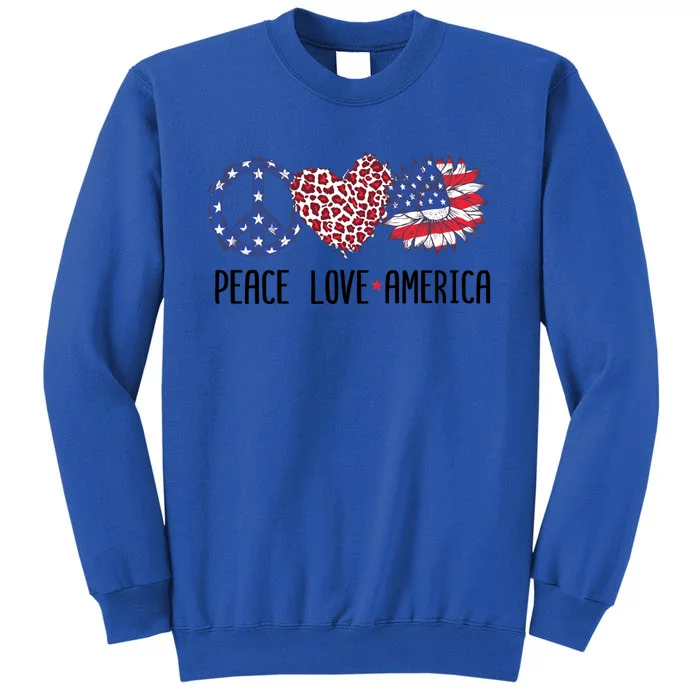 Patriotic Usa Flag Sunflower 4th July Peace Love America Cute Gift Sweatshirt