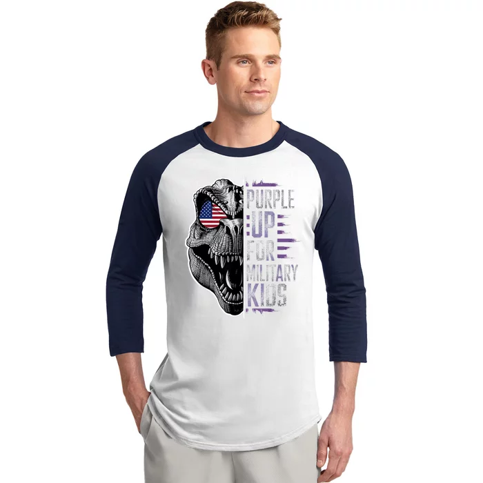 Purple Up For Military Childs Dino Military Child Month Baseball Sleeve Shirt