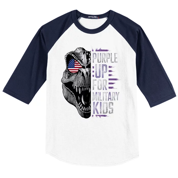 Purple Up For Military Childs Dino Military Child Month Baseball Sleeve Shirt