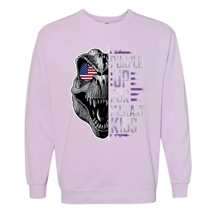 Purple Up For Military Childs Dino Military Child Month Garment-Dyed Sweatshirt