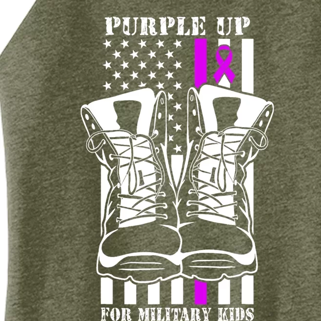 Purple Up For Military Kid_s Military Child Month USA Flag Women’s Perfect Tri Rocker Tank