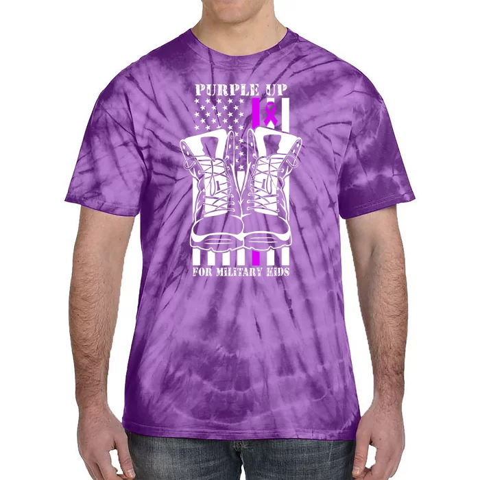 Purple Up For Military Kid_s Military Child Month USA Flag Tie-Dye T-Shirt