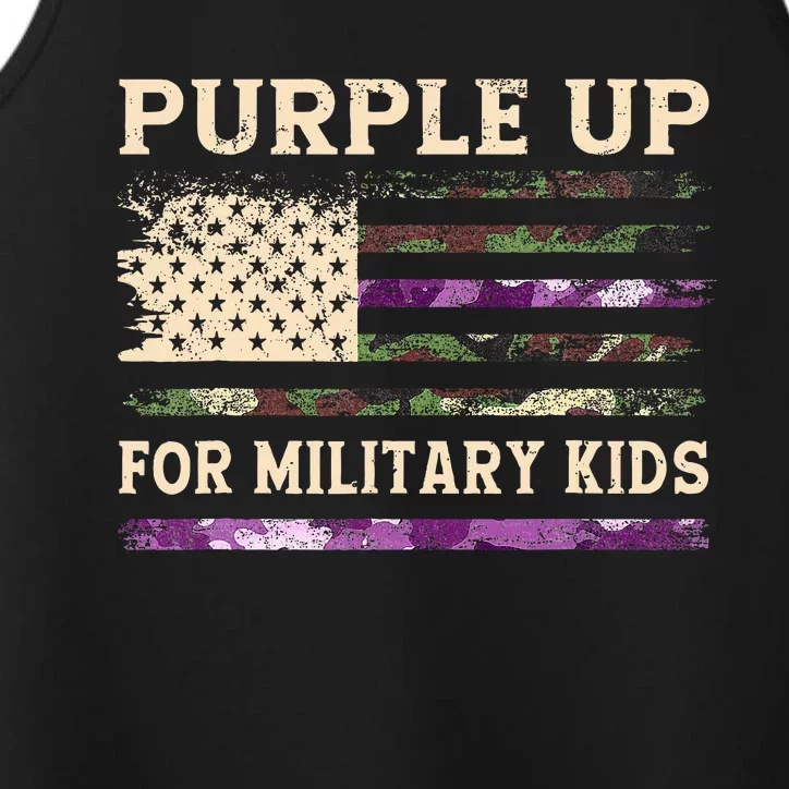 Purple Up For Military Child Month Usa Flag Performance Tank