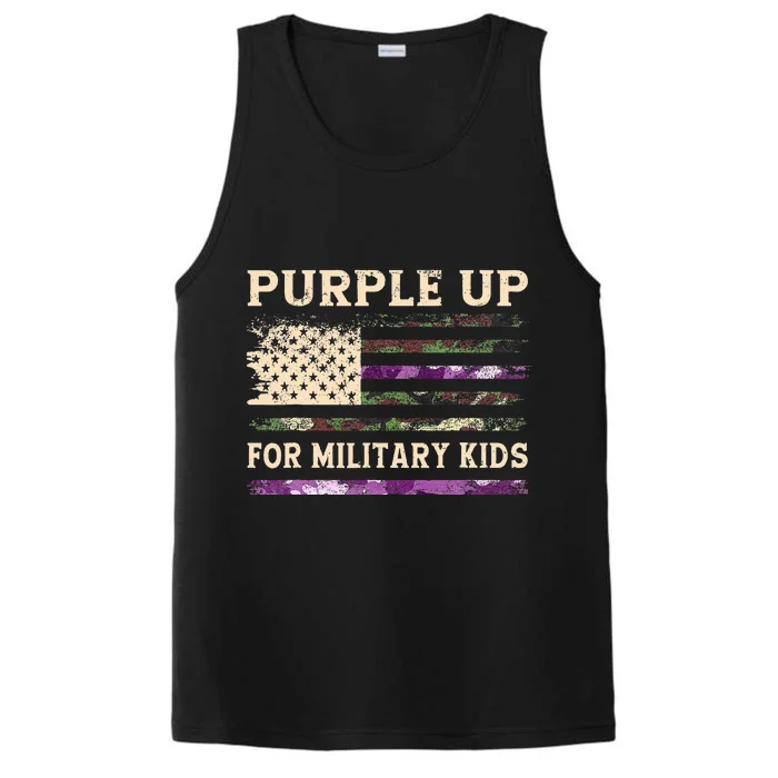 Purple Up For Military Child Month Usa Flag Performance Tank