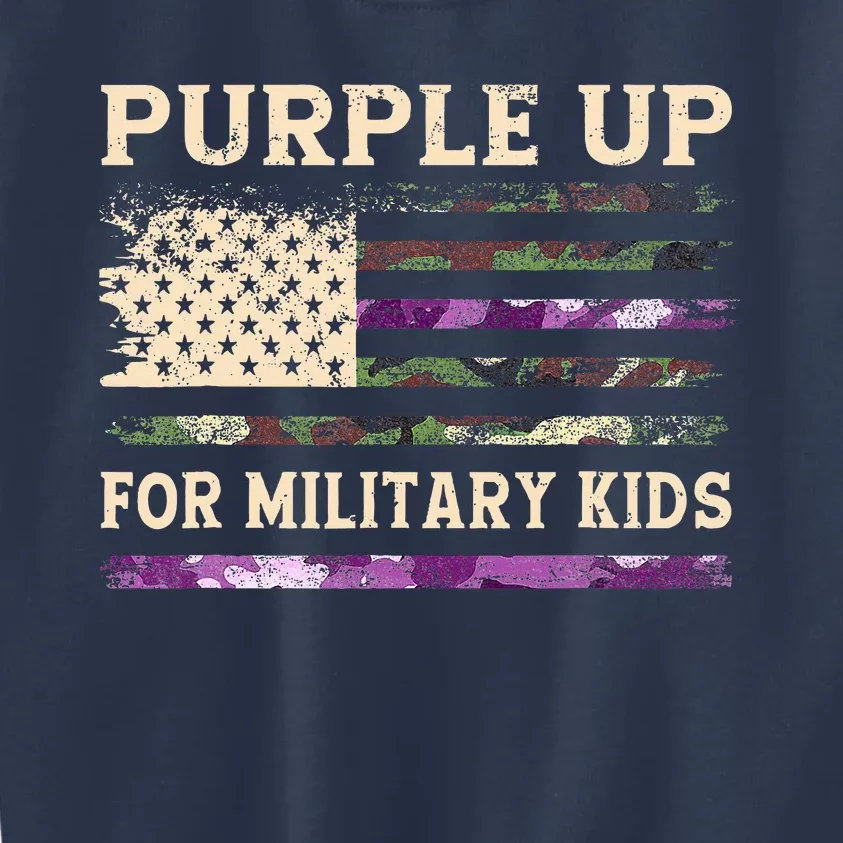 Purple Up For Military Child Month Usa Flag Kids Sweatshirt