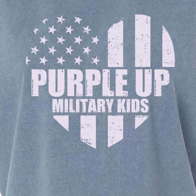 Purple Up For Military Children USA Flag Heart Garment-Dyed Women's Muscle Tee