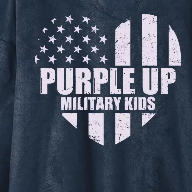 Purple Up For Military Children USA Flag Heart Hooded Wearable Blanket