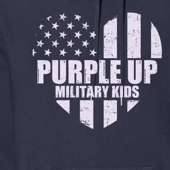 Purple Up For Military Children USA Flag Heart Premium Hoodie