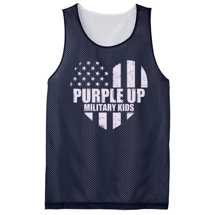 Purple Up For Military Children USA Flag Heart Mesh Reversible Basketball Jersey Tank