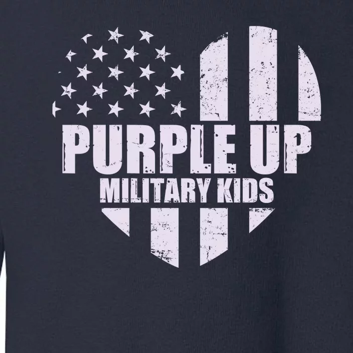 Purple Up For Military Children USA Flag Heart Toddler Sweatshirt