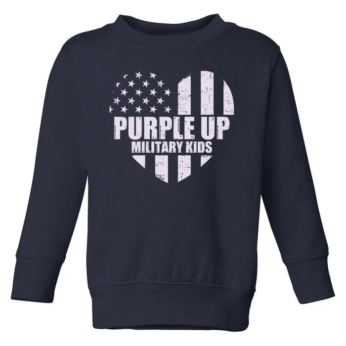 Purple Up For Military Children USA Flag Heart Toddler Sweatshirt