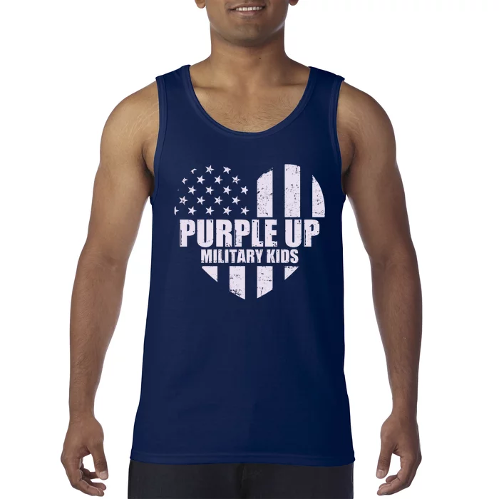 Purple Up For Military Children USA Flag Heart Tank Top