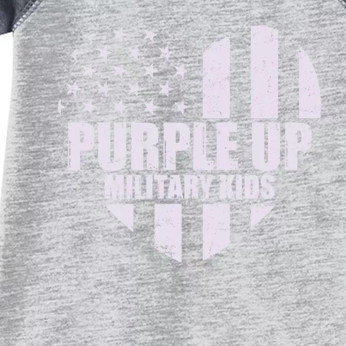 Purple Up For Military Children USA Flag Heart Infant Baby Jersey Bodysuit