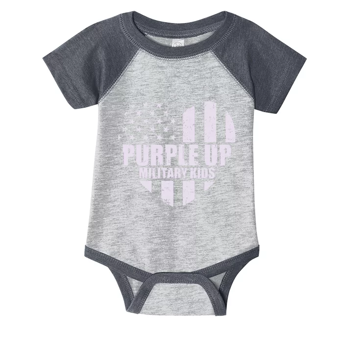 Purple Up For Military Children USA Flag Heart Infant Baby Jersey Bodysuit