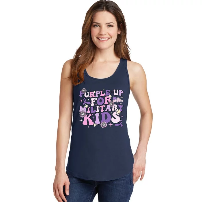 Purple Up For Military Cute Groovy Military Child Month Ladies Essential Tank